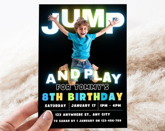 Trampoline Party Invite | Bounce House Party | Jump Invite | Trampoline Park Invite | Personalized With Your Photo Digital File