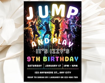 Jump Invitation Editable Jump Birthday Invite Trampoline Party Bounce House Jump Party Let's Jump Editable Printable Download