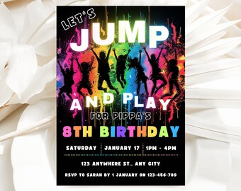 Jump Invitation Editable Jump Birthday Invite Trampoline Party Bounce House Jump Party Let's Jump Editable Printable Download