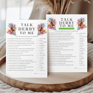 Derby Game | Talk Derby to Me | Kentucky Derby Party | Run for the Roses | Derby Trivia | Horse Racing Game | Printable Instant Download