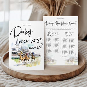 What&#39;s Your Racehorse Name Game with Name Tags & Sign | Kentucky Derby Party Game Printable | Derby Day Icebreaker for Adults and Kids