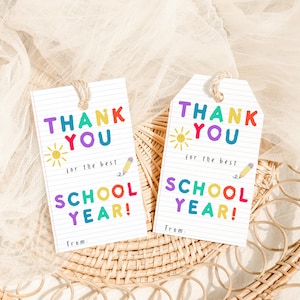 Printable Teacher Thank You Gift Tags | Instant Download | End of ...