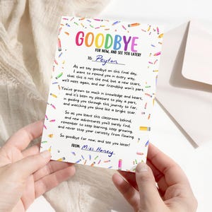 Regalo di addio per gli insegnanti agli studenti / Poesia di fine anno stampabile / Biglietto di ringraziamento per l'ultimo giorno di scuola / Ricordo per gli studenti / Apprezzamento per gli insegnanti