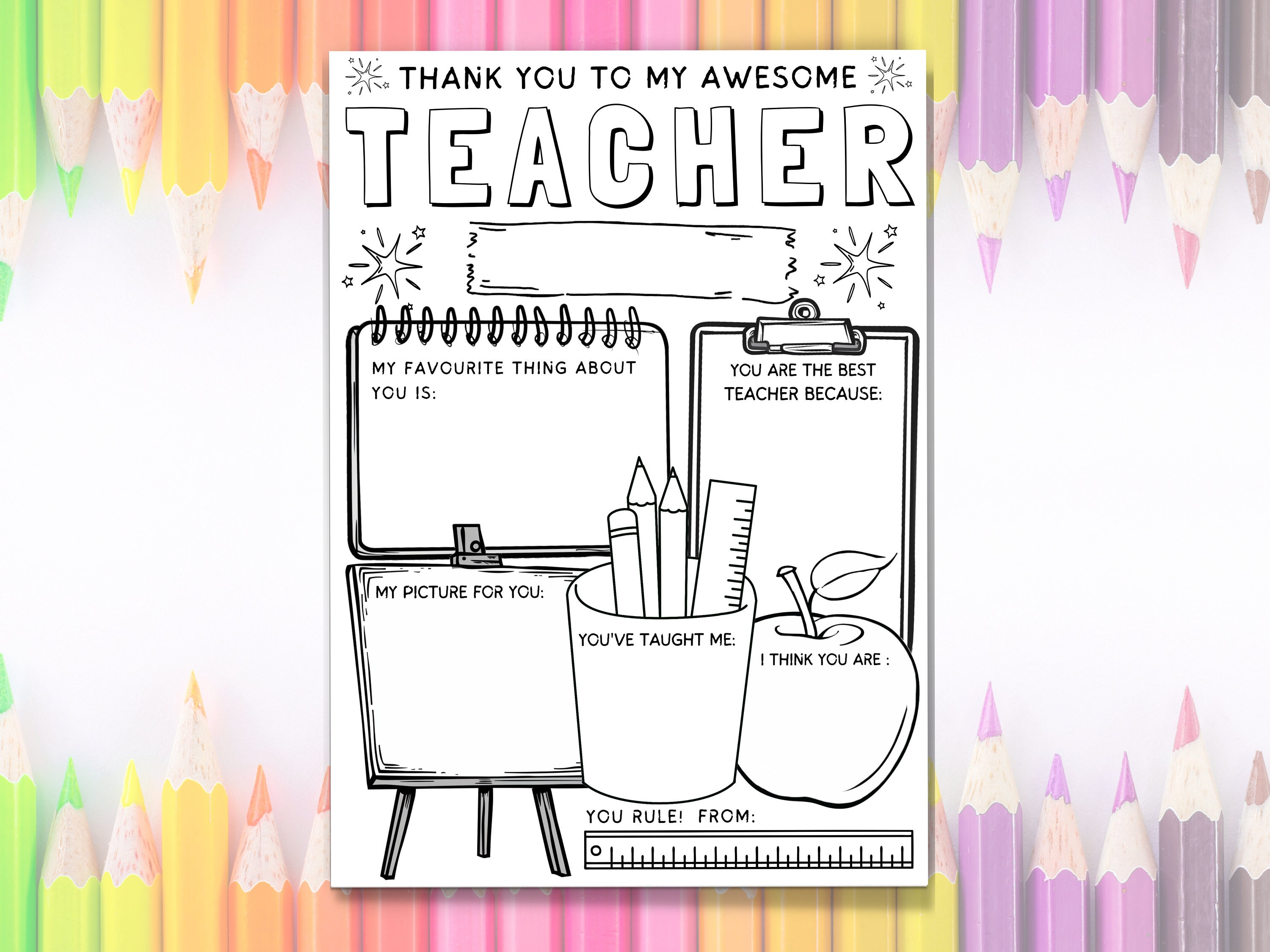 All About My Teacher | Teacher Appreciation Coloring Pages | Ready to ...