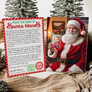 Carta personalizada editable de Papá Noel desde el escritorio de Papá Noel Nochebuena Correo del Polo Norte Descarga instantánea Plantilla imprimible