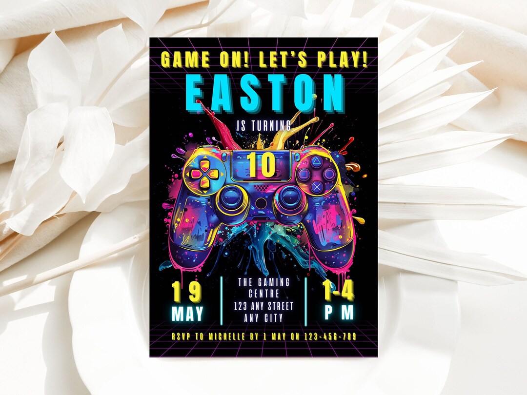 Video Game Birthday Invitation Template | Editable Canva | Instant ...