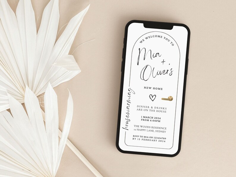 Minimal House Warming Invitation, House Warming Invite, Digital Mobile Invitation Download, Simple Modern House Warming Invite, Phone Invite image 5