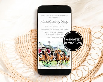 Animated Kentucky Derby Party Invitation | Mobile Invitation | Kentucky Derby Party | Derby Invitation | Derby Day Party Invite | Editable