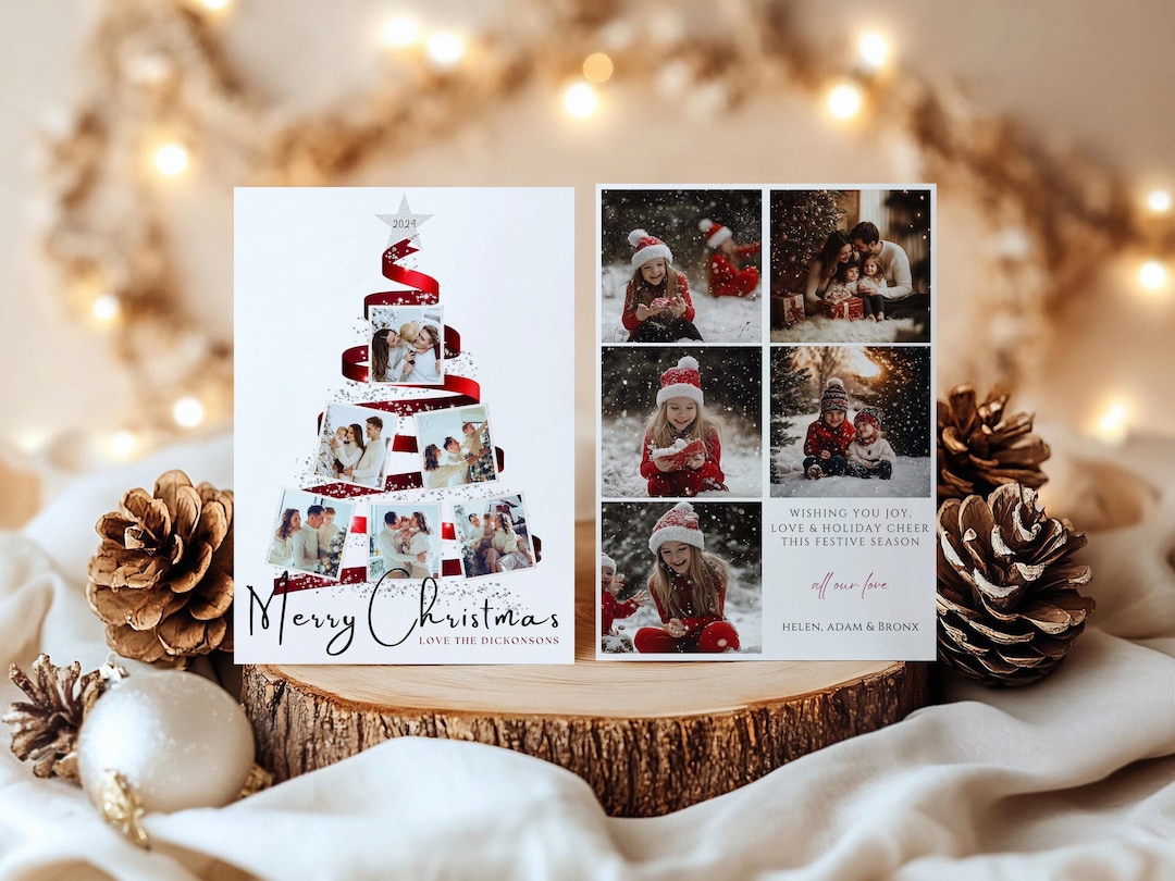 Tree Photo Cards Editable Photo Christmas Card Template, Christmas Tree Photo Card ...