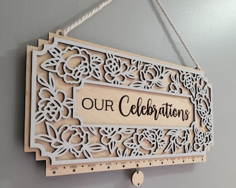 Floral Family Celebration and Birthday Calendar, Family Celebration Sign