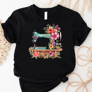 Floral Sewing Machine Shirt: Quilter Gift Tee