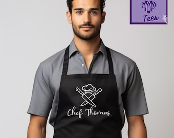 Custom Embroidered Apron,Personalized Name Apron,Embroidered Apron,Name Aprons with Pocket,Personalized Chef Apron,for Men Women Gift