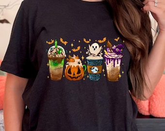 Halloween Coffee Ghost Pumpkin Shirt: Spooky Fall Latte Tee