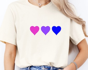 Subtle Bi Pride Shirt: Bisexual Hearts Graphic Tee