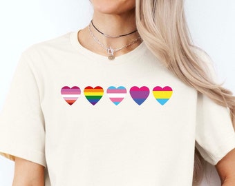 Camiseta Orgullo Corazones Arcoíris: Camiseta LGBT "El Amor Es Amor"