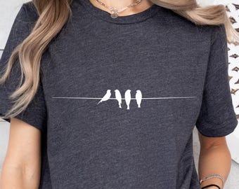 Birds On Wire Shirt: Minimalist Nature Lover Tee