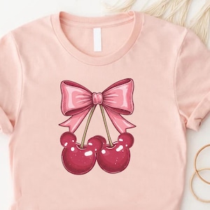 Cherry Shirt, Disney Coquette Shirt, Cherry Mouse Shirt, Cherry Bow Shirt, Coquette  Bow Shirt,Cute Bow Shirt,Cute Cherry Shirt,Gift For Her
