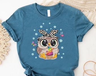 Cute Owl Shirt, Girl's Animal Tee, Birdwatching Shirt