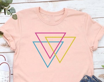 Pansexual Pride TShirt,LGBTQ Gift,Triangles Pan Pride Shirt,Pansexual Flag Colors Shirt,Pride Month Gift,LGBT Shirt,Bisexual Shirt,Equality