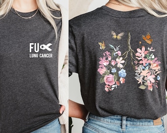 Floral Lung Cancer Awareness Shirt: Cancer Warrior Support Tee
