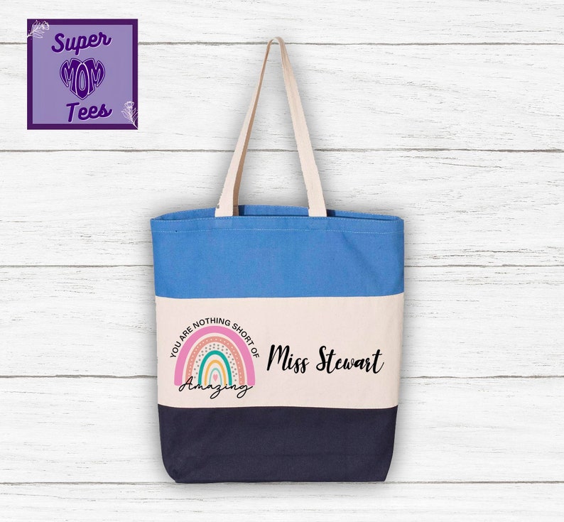 Custom Teacher Tote Bag, Rainbow Design, Personalized Gift - Etsy