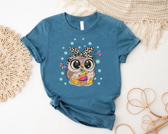 Cute Owl Shirt, Owl Shirt,Girl Animal Tee,Kids Owl Lover Shirt,Owl Eyes Tees,Cute Bird Shirt,Womens Ornithologist Shirt,Birdwatching Watcher