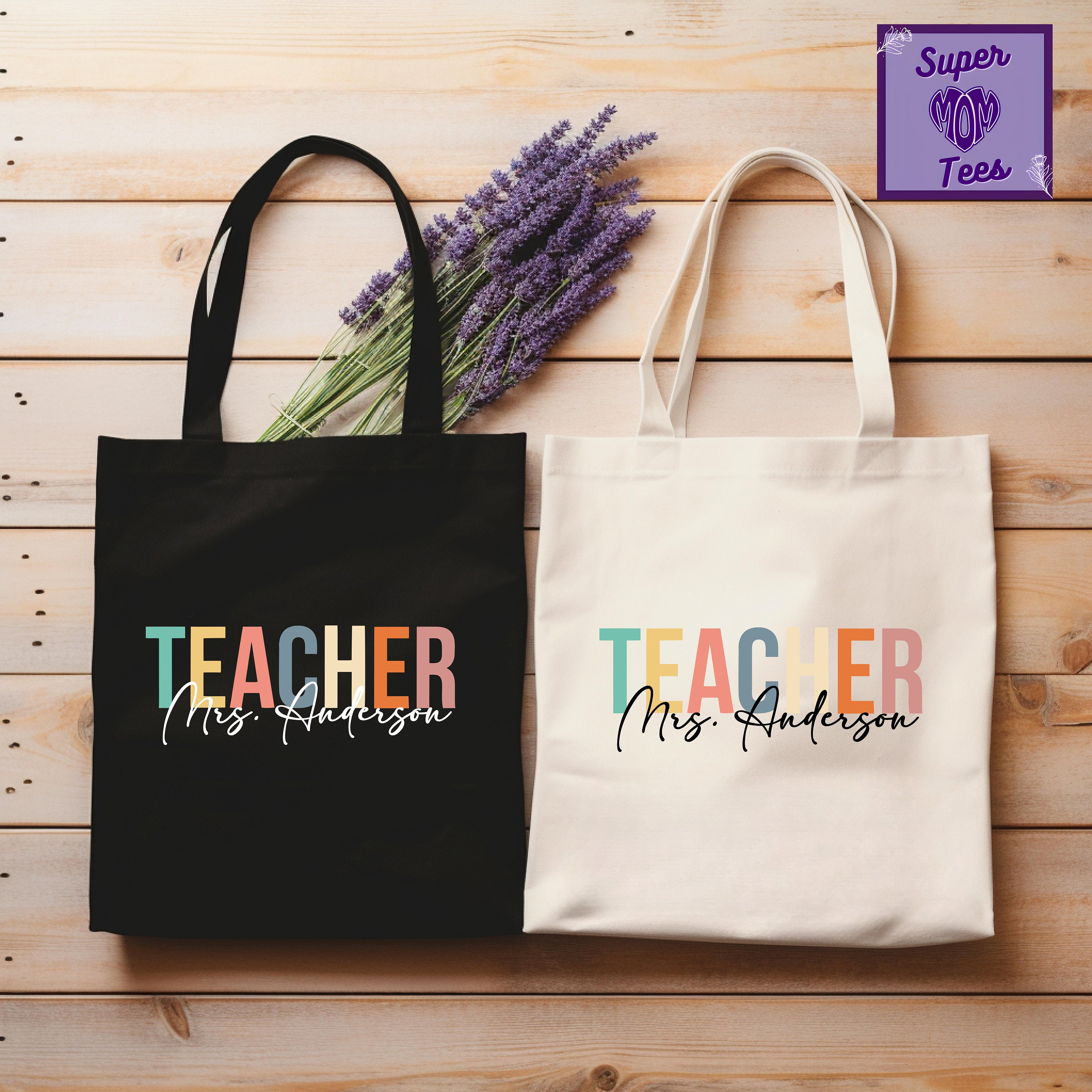 Personalized Teacher Name Canvas Tote Bag: Teacher Appreciation Gift - Etsy