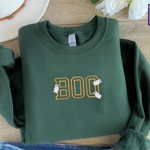 Embroidered Halloween Boo Sweatshirt, Spooky Boo Embroidered Tee,  Spooky Halloween Outfit, Embroidered Halloween Sweatshirt, Ghost Sweater