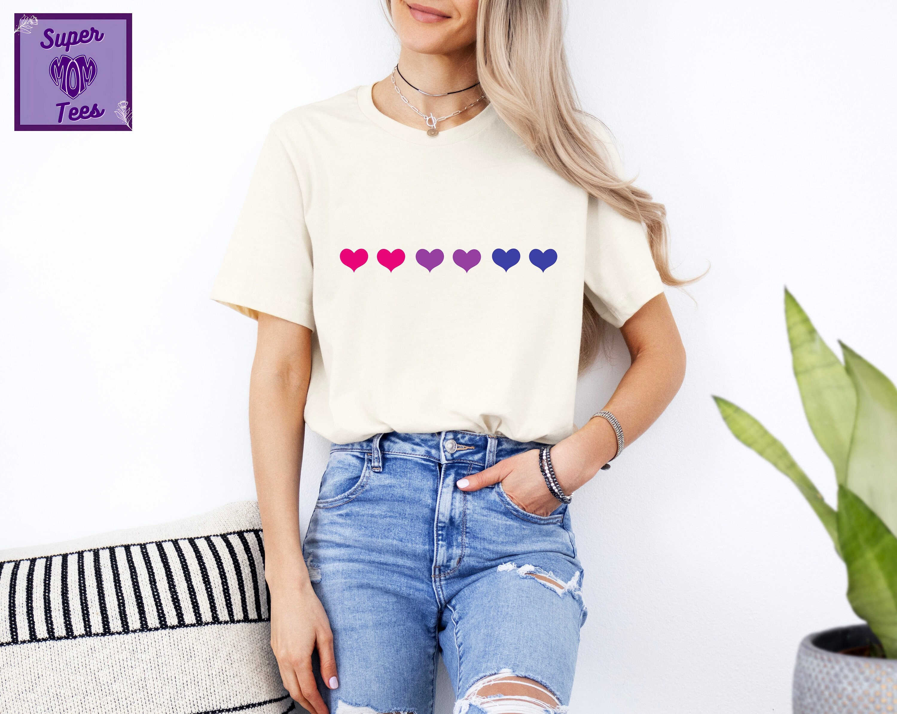 Bisexual Hearts Shirt, Bi Flag Shirt, Bi Pride Shirt, Bi Pride T Shirt, Bisexual Shirt,Bisexual Clothing,LGBTQ Proud Ally Shirt,Pride Outfit