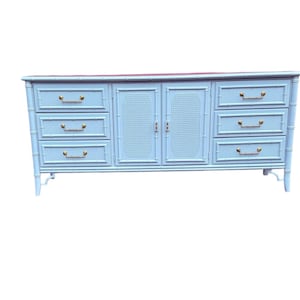 Lacquered …Dixie Tahiti Faux Bamboo Dresser / Credenza / Buffet / Tv stand