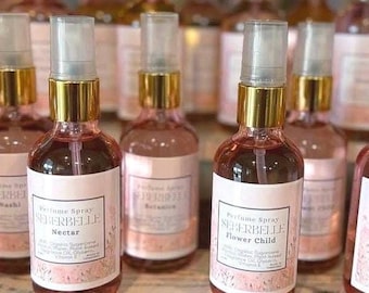 Sunflower Natural Perfume | Jasmine Rose Carnation | Soft Floral Musk | Botanical Spray or Jojoba Oil Roll-On | Pink Glass Bottle