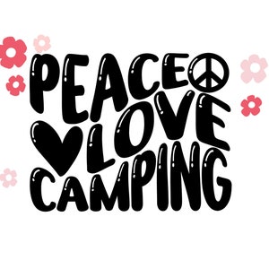 Paz Amor Acampar | Download de clipart digital PNG JPEG | Licença Comercial para Pequenas Empresas | Arte fofa | Amante de acampamento | Arte DIY