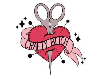 Crafty B*tch Digital Download Clipart | Funny png and jpeg for Print at Home Cards Mugs and Small Business artwork