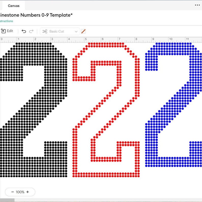 SS10 Rhinestone Numbers 0-9 Template SVG File (8in Tall) - Etsy