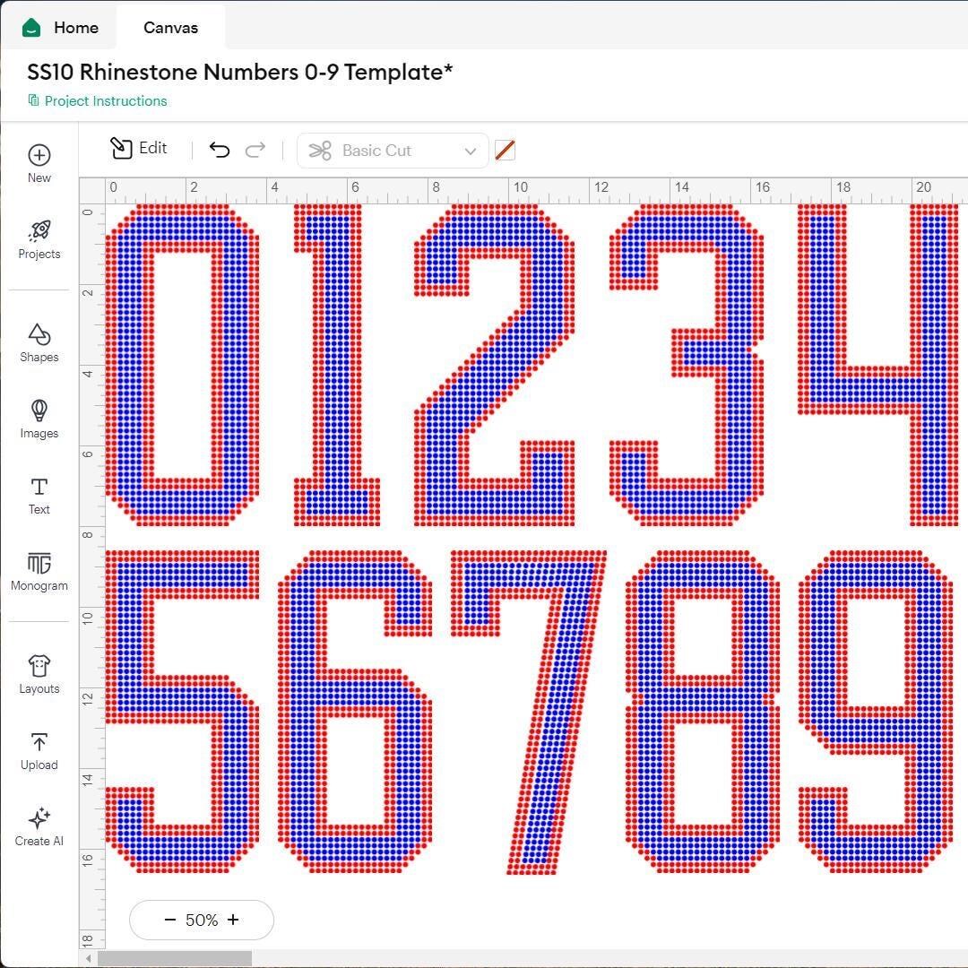SS10 Rhinestone Numbers 0-9 Template SVG File (8in Tall) - Etsy