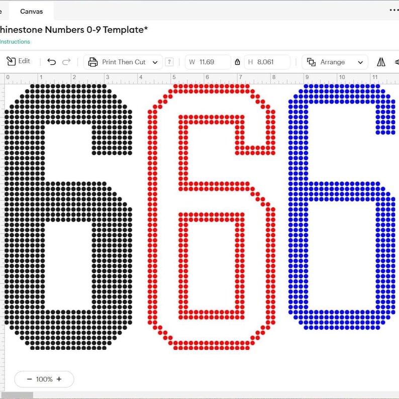 SS10 Rhinestone Numbers 0-9 Template SVG File (8in Tall) - Etsy