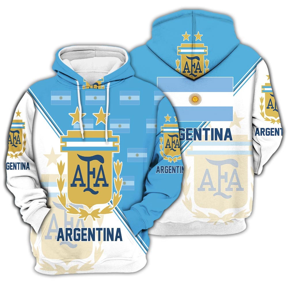 Discover Argentina National Soccer Team, Qatar World Cup 2022 Champions Soccer Team 3D Hoodie