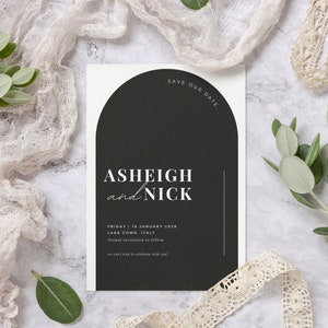 Classic minimalist Save The Date Template, Wedding Invite, Save The date Template, Arched, printable and editable download