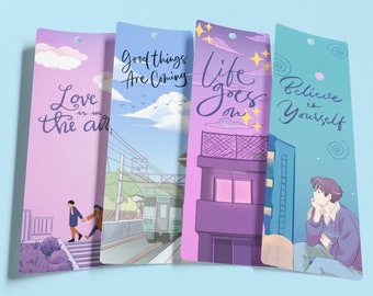 ANIME 2.3x7" Printable Bookmarks Set Of 4 - Instant Download  Bookmarks, Pastels, Quotes, PDF Print And Cut