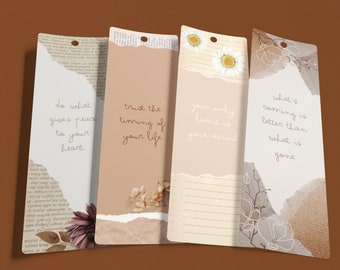 INSPIRATION 2.3x7" Printable Bookmarks Set Of 4 - Instant Download Minimalist Themed Bookmarks, Quotes, PDF Print And Cut