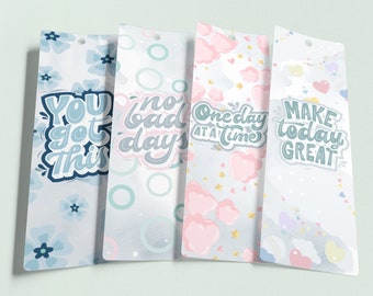 CUTE AFFIRMATIONS 2.3x7"  Printable Bookmarks Set #4 instant digital download for Book Lovers! Cute, Pastel colors, gifts for Book Readers!