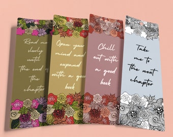 QUOTES for READERS 2.3x7" Printable Bookmarks Set Of 4 - Instant Download Bookmarks, quotes, PDF Print And Cut