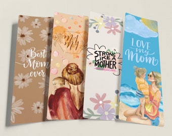MOTHERS 2.3x7" Printable Bookmarks Set Of 4 - Instant Download Mom Themed Bookmarks, Motherhood, Quotes, PDF Print And Cut
