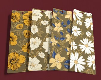 FLORAL Design 2.3x7" Printable Bookmarks Set #4 instant digital download for Book Lovers! Daisies, quotes, gold color, cute!