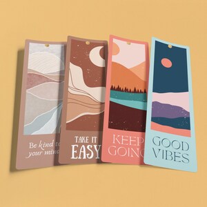 GOOD VIBES 2.3x7” Printable Bookmarks Set Of 4 - Bookmarks for Book Lovers, Life Quotes, PDF Print And Cut - Instant Download