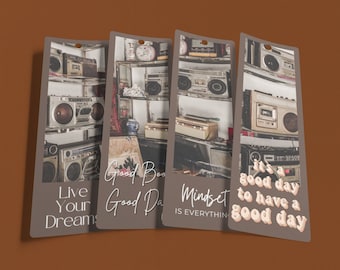 VINTAGE 2.3x7” Printable Bookmarks Set Of 4 - Bookmarks for Vintage Lovers, PDF Print And Cut - Instant Download