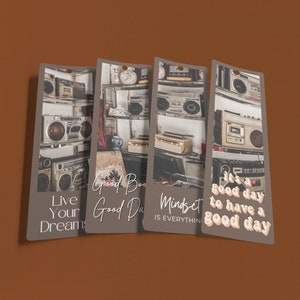 VINTAGE 2.3x7” Printable Bookmarks Set Of 4 - Bookmarks for Vintage Lovers, PDF Print And Cut - Instant Download