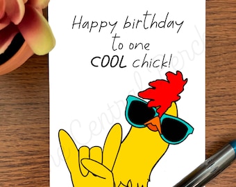 Happy Birthday Chicken Card Funny Chicken Card Friend Birthday Funny ...