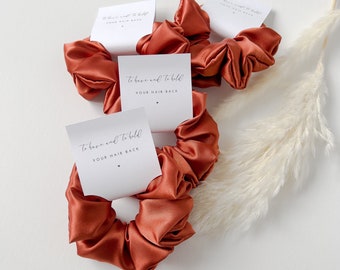 Terracotta Bridesmaid Scrunchies Burnt Orange Bridesmaid Proposal Box Asking Bridesmaid Gift Rust Satin Hair Ties Burnt Orange Sage Wedding