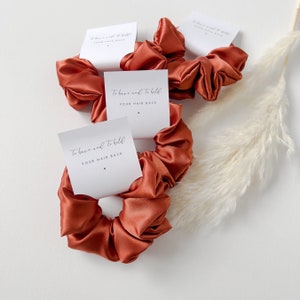 Terracotta Bridesmaid Scrunchies Burnt Orange Bridesmaid Proposal Box Asking Bridesmaid Gift Rust Satin Hair Ties Burnt Orange Sage Wedding